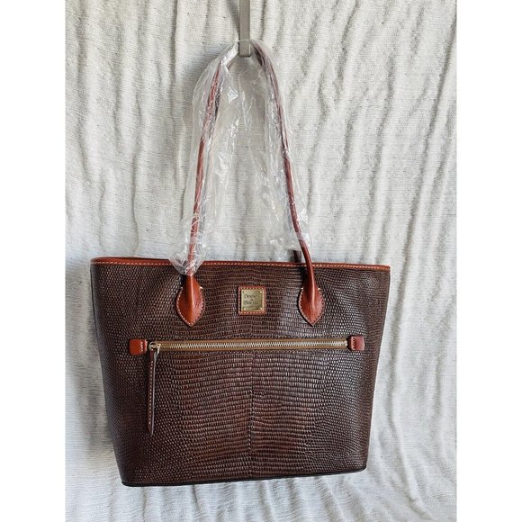 NWT Dooney & Bourke Embossed Lizard Tote - Chestnut BLIZD 1964 CSTN - Picture 5 of 10
